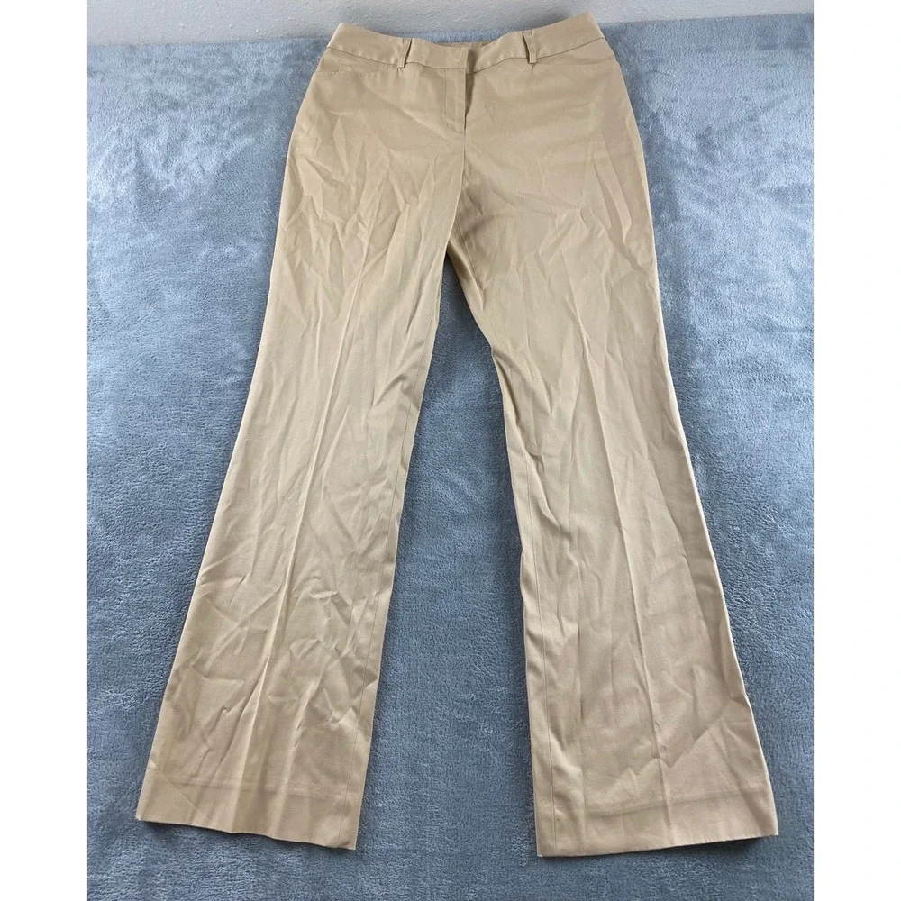 Anne Klein Womens Tan Stretch Dress Pants Khaki Bootcut Professional Trousers 10